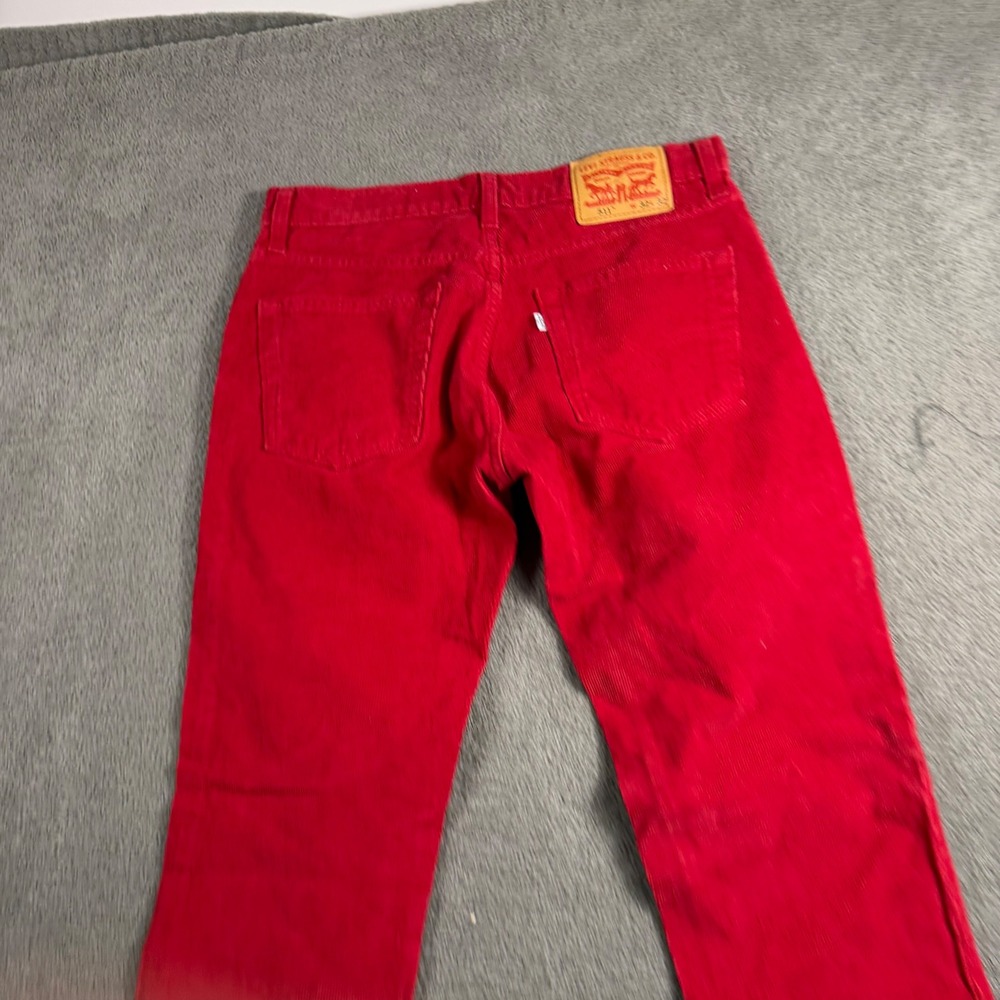 Levis 511 Slim Fit Corduroy Pants Red Mens 32x32 Solid Casual Skater Indie